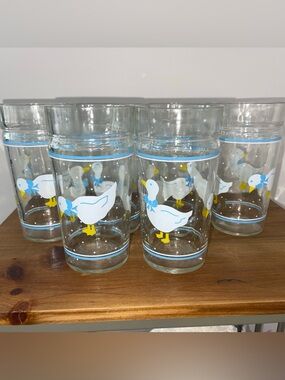 Libbey 1980s Country geese iced tea glasses set of 6-6” tall farmhouse blue bows